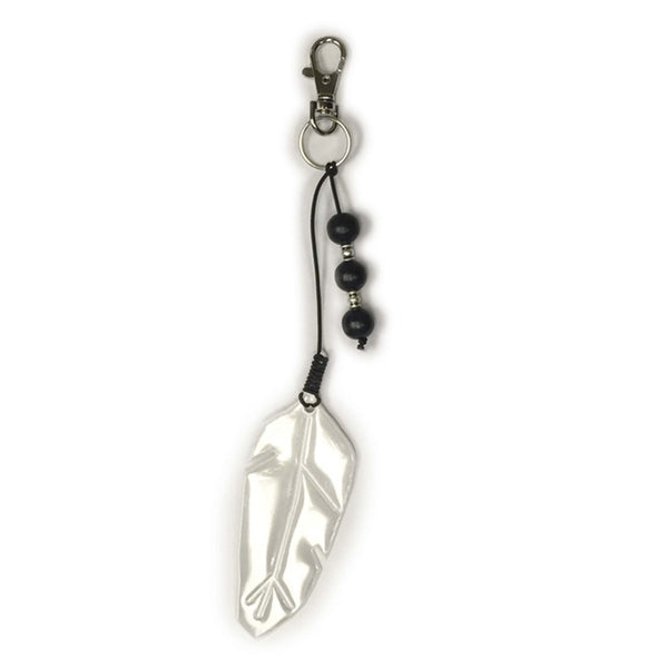 Purse_Charm_Feather_Black_Beads_Front