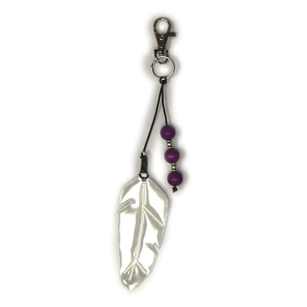 Purse_Charm_Feather_Purple_Beads_Front
