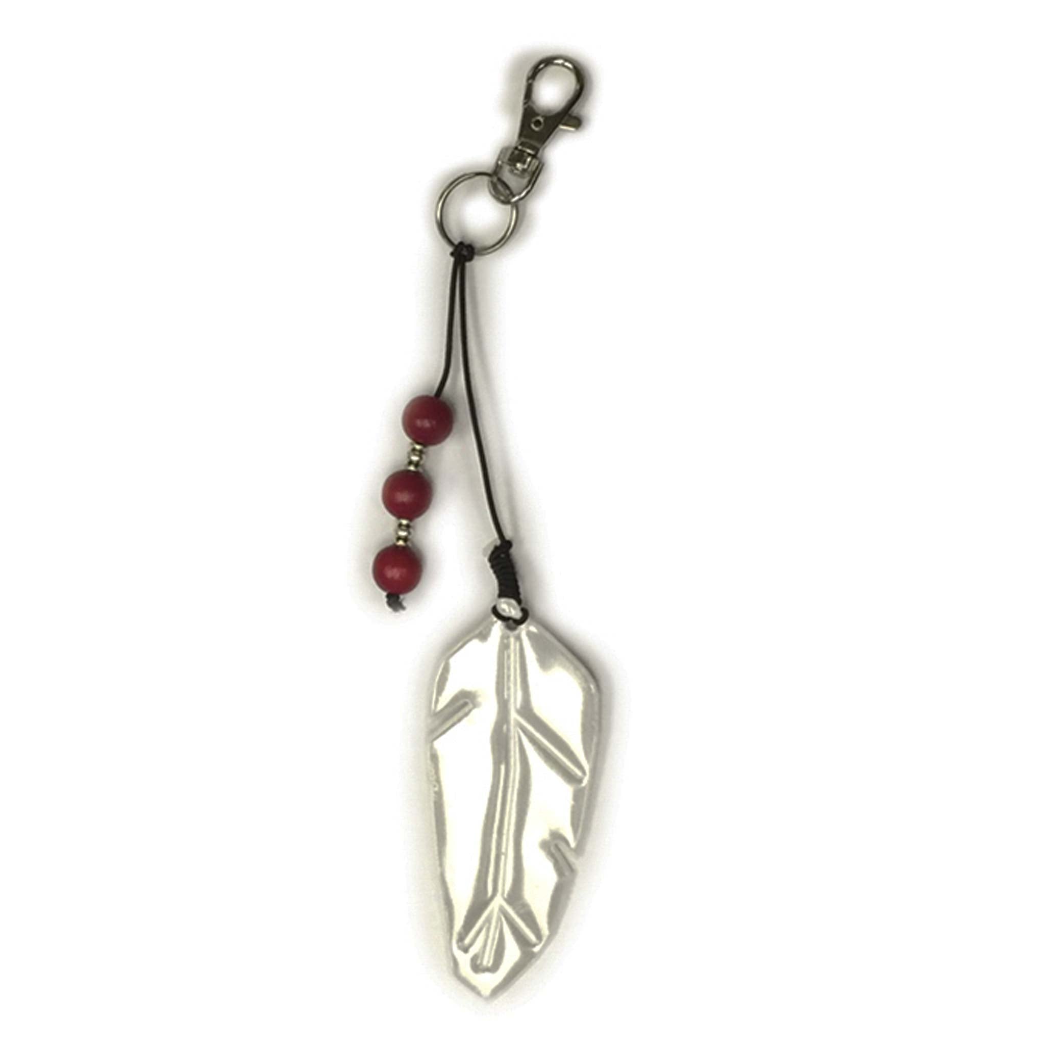 Purse_Charm_Feather_Red_Beads_Front