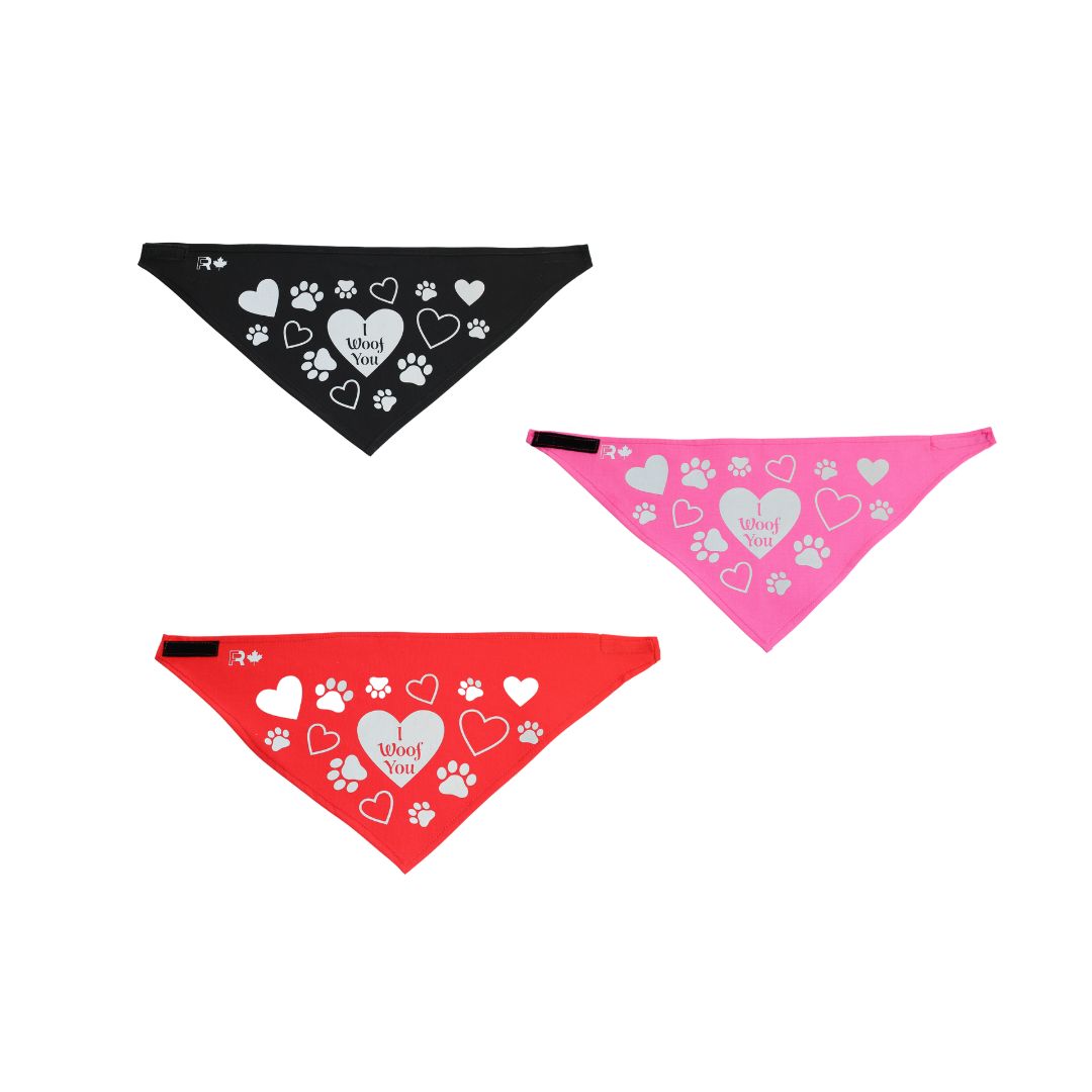 Hi-Vis Dog Reflective Bandana | Hearts 